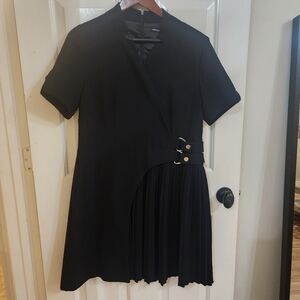 Karen MillenTailored Crepe Military Pleat Notch Neck Wrap Mini Dress Size 12